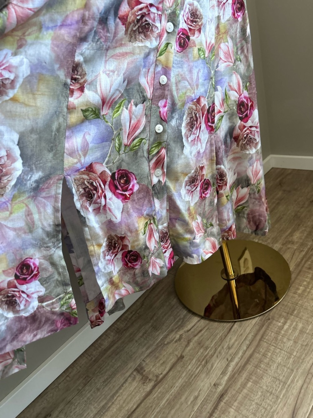 Blue Sky Morgan midi Dress Norwich Linen Bamboo pretty Floral watercolor flowers - Picture 5 of 13